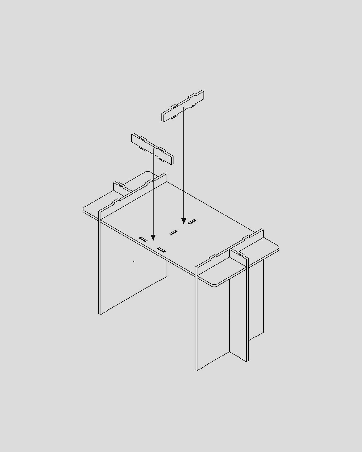 Frame Desk assembly — Fit both support beams