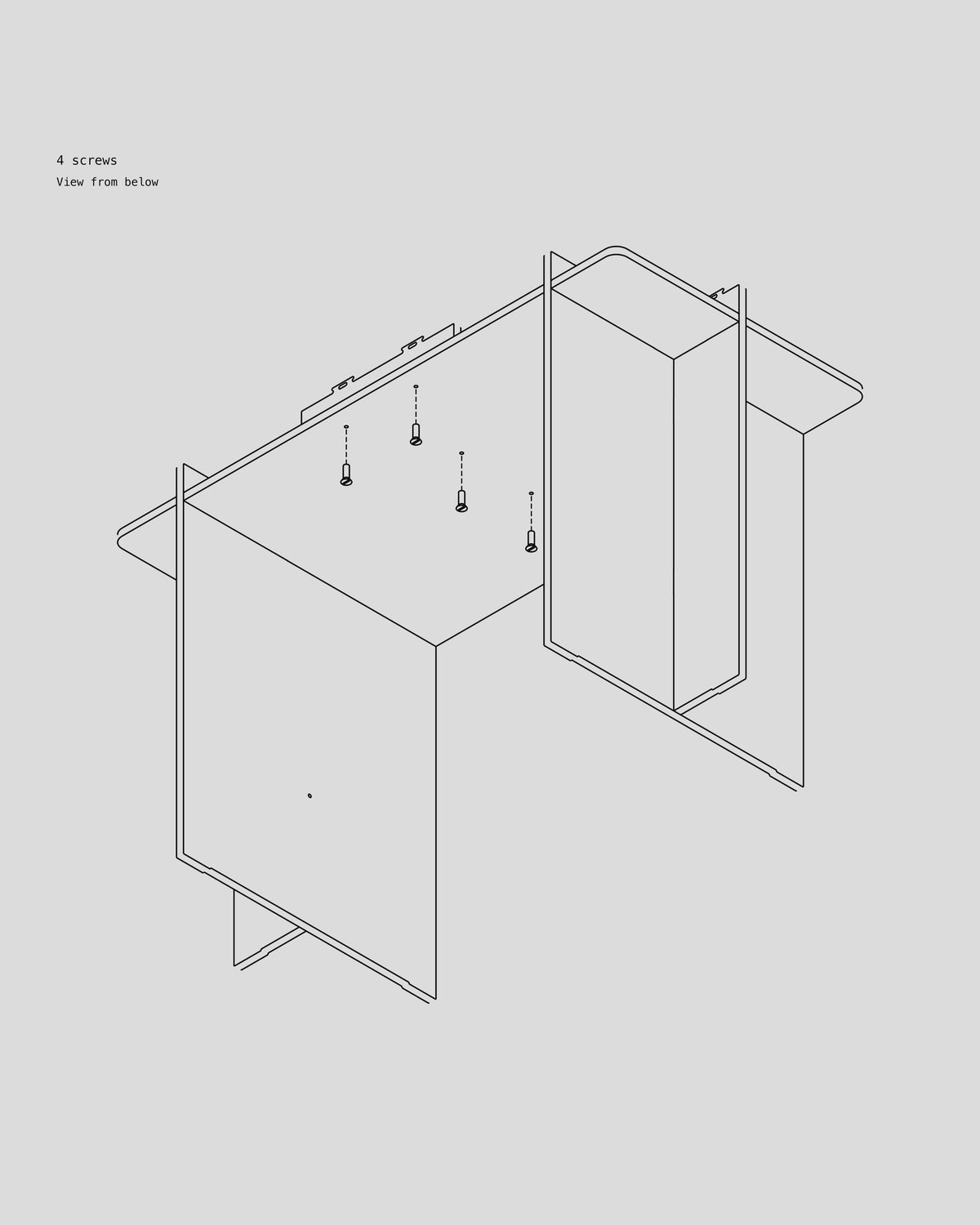 Frame Desk assembly — Secure both support beams from underneath