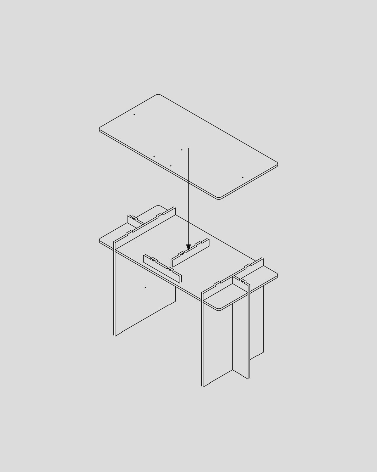 Frame Desk assembly — Fit the table top