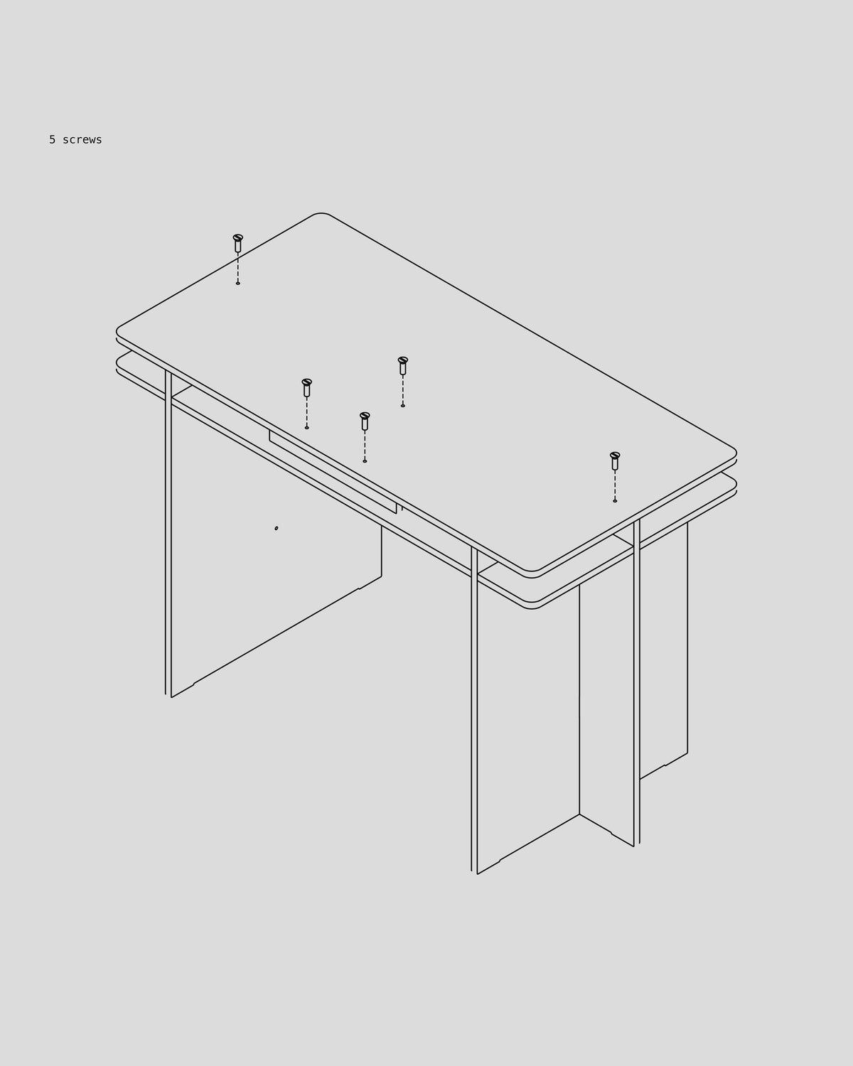 Frame Desk assembly — Secure the table top
